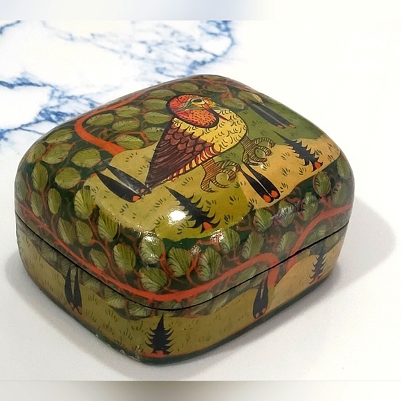 Vtg | Handmade| Kashmir| Lacquered Trinket Box - Picture 12 of 16